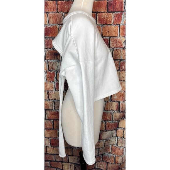 Fabletics Skye Tie Open Back Long Sleeve White Pullover Sweatshirt Women’s Small - Picture 3 of 6